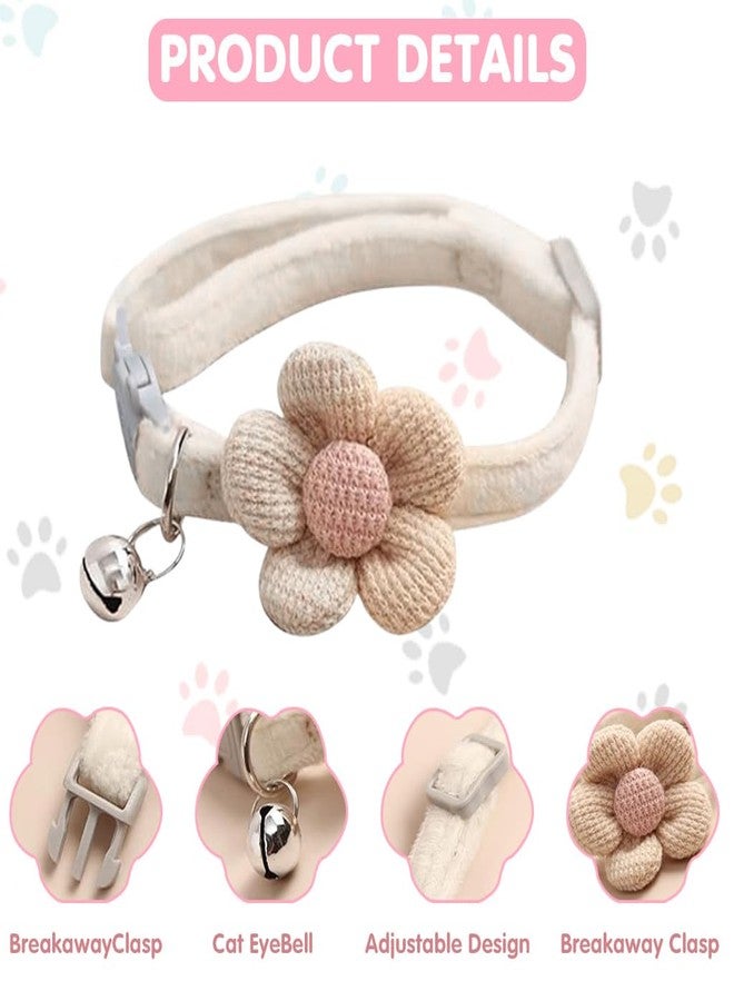 Qpets® Cat Collar Pet Cute Flower with Bell Lovely Quick Release Adjustable Soft Plush Gift 2PCS - Image 5